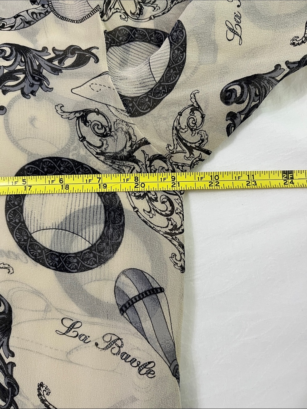 Women's Cream Silk Racing Patterned Button-Up Blouse - Picture 7 of 9